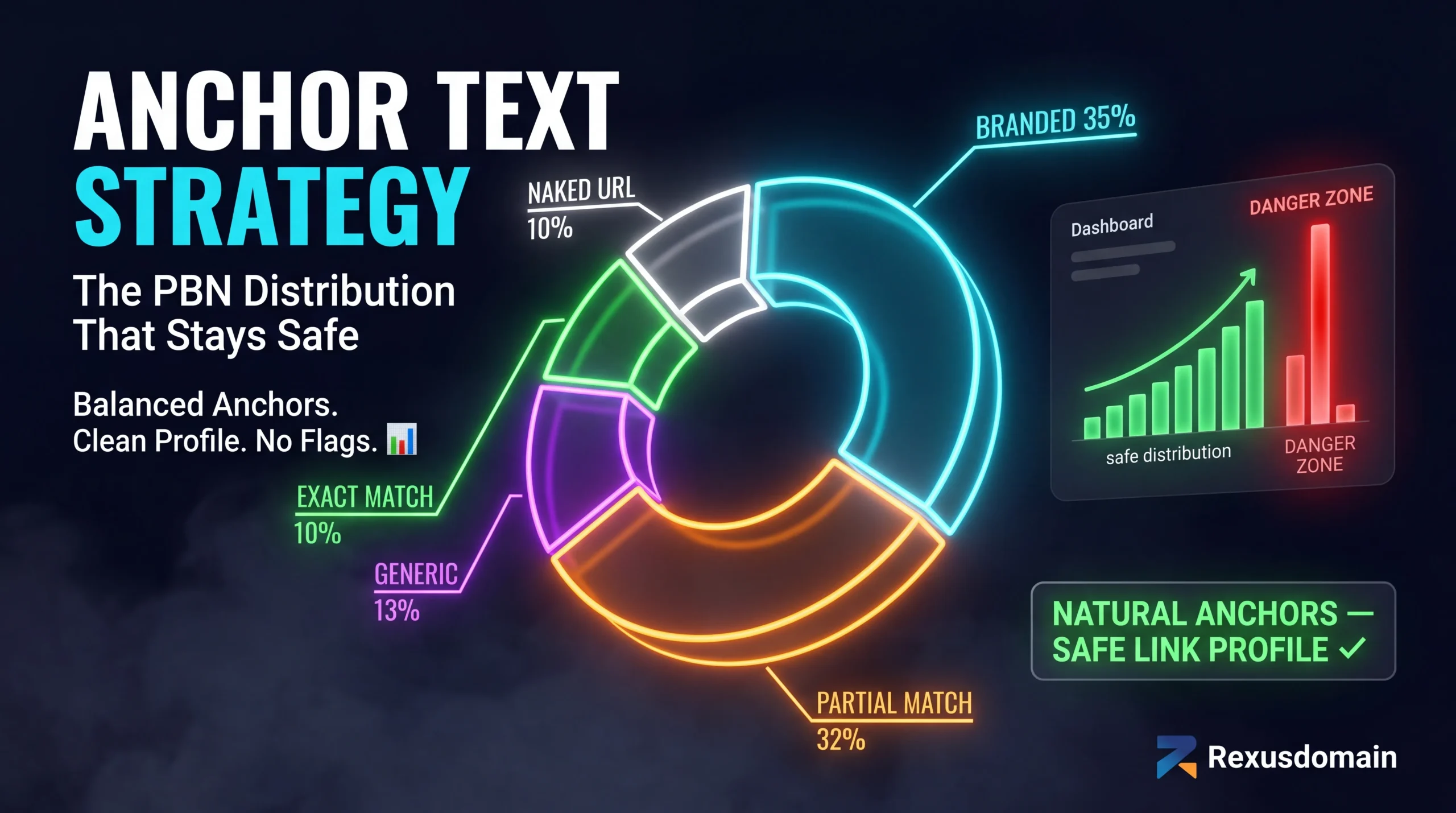 Anchor text distribution pie chart for iGaming PBN links