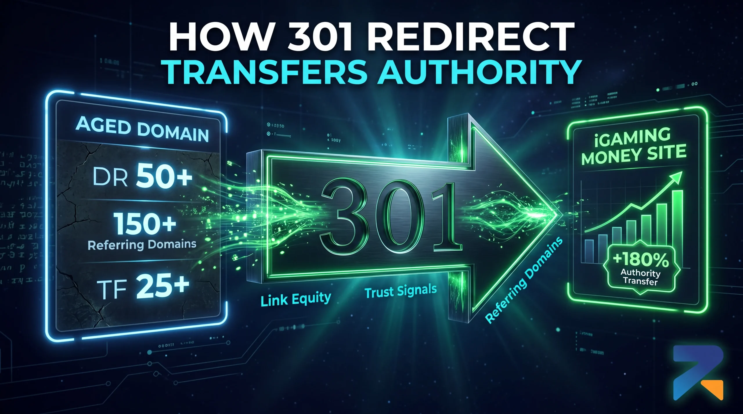 Authority Transfer Flow from Aged Domain via 301 Redirect