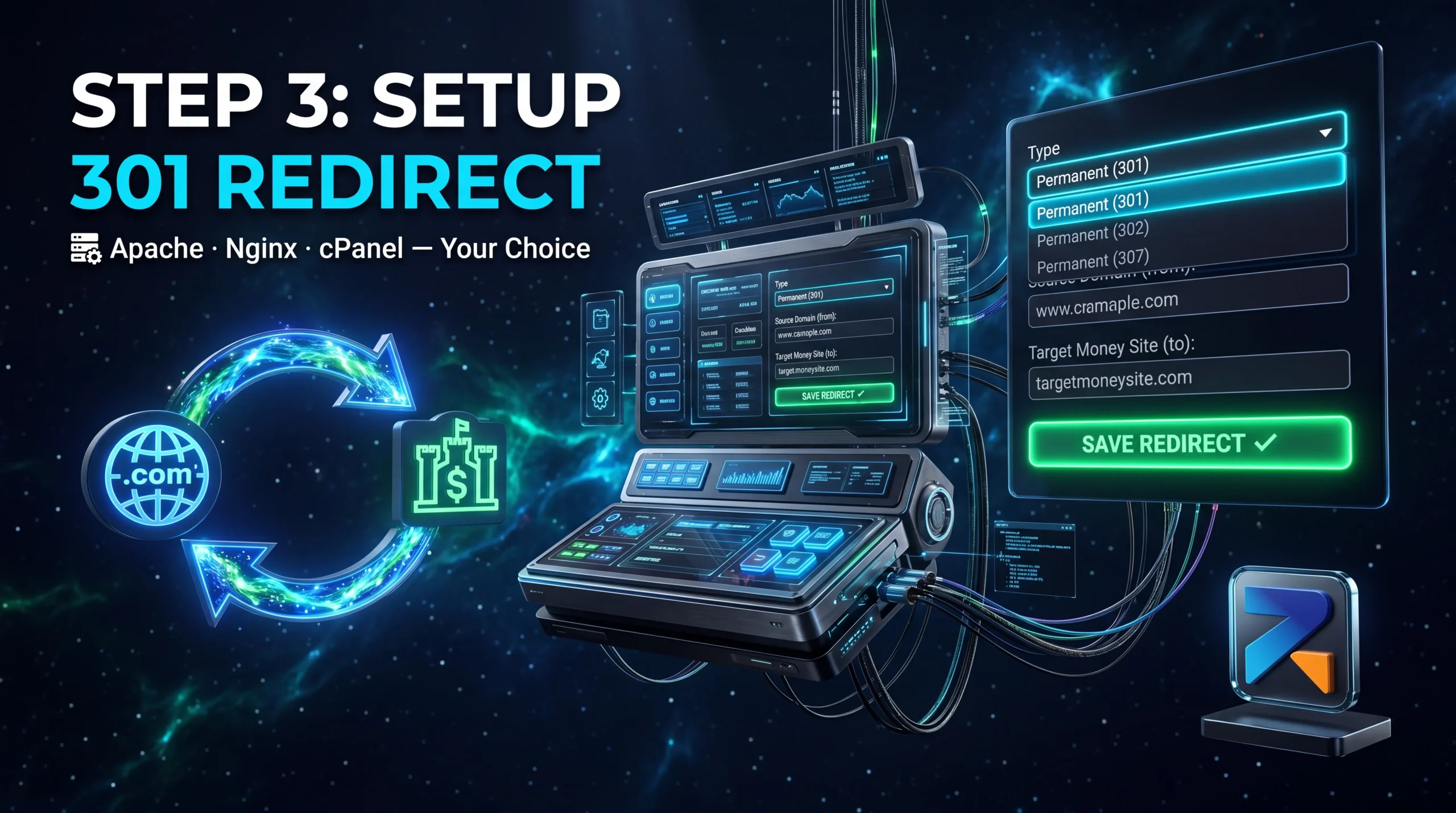redirect setup from rexusdomain