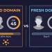 Split comparison of aged domain vs fresh domain metrics for iGaming SEO affiliate strategy