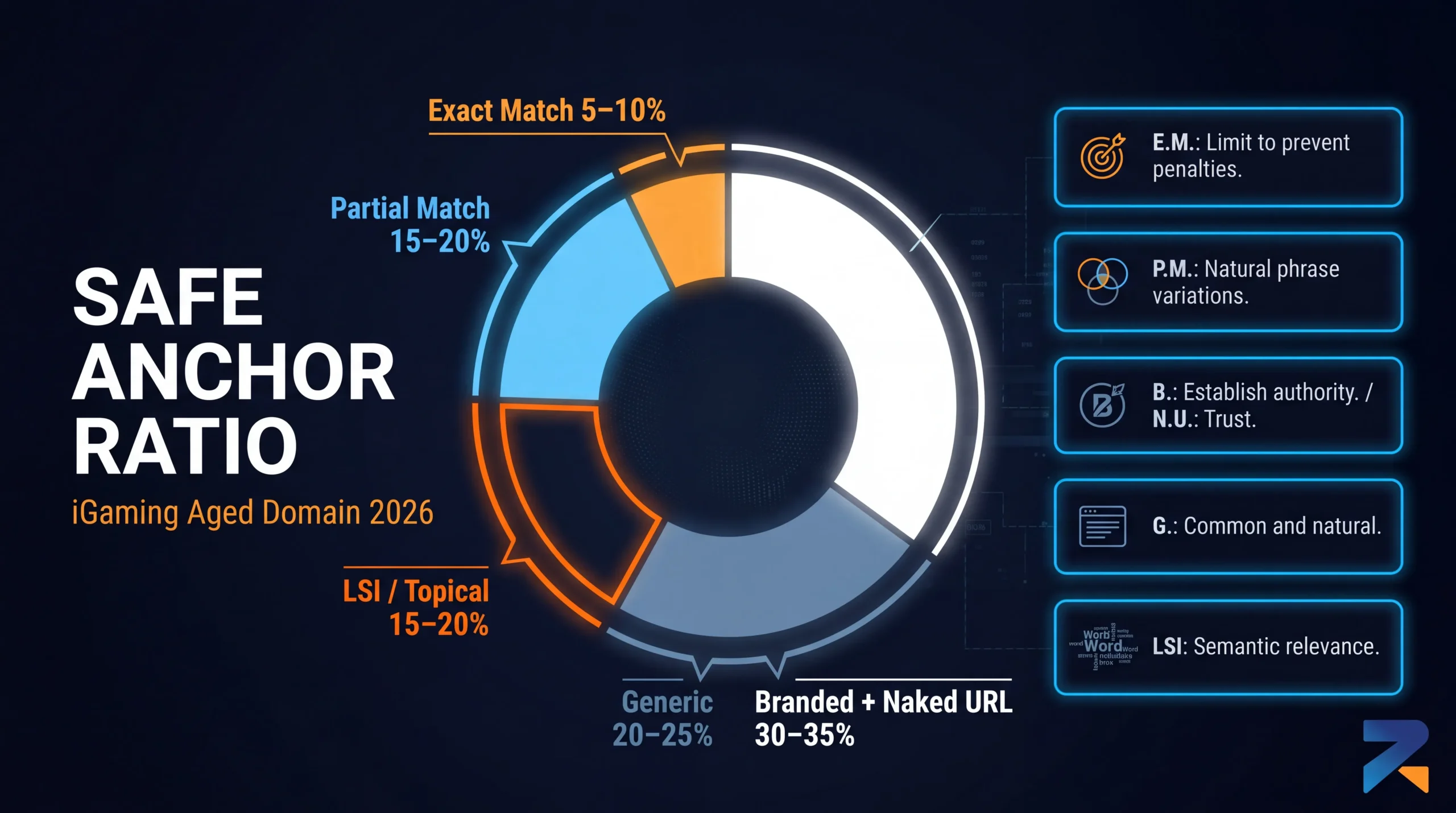 Anchor text ratio breakdown for aged domain iGaming link building