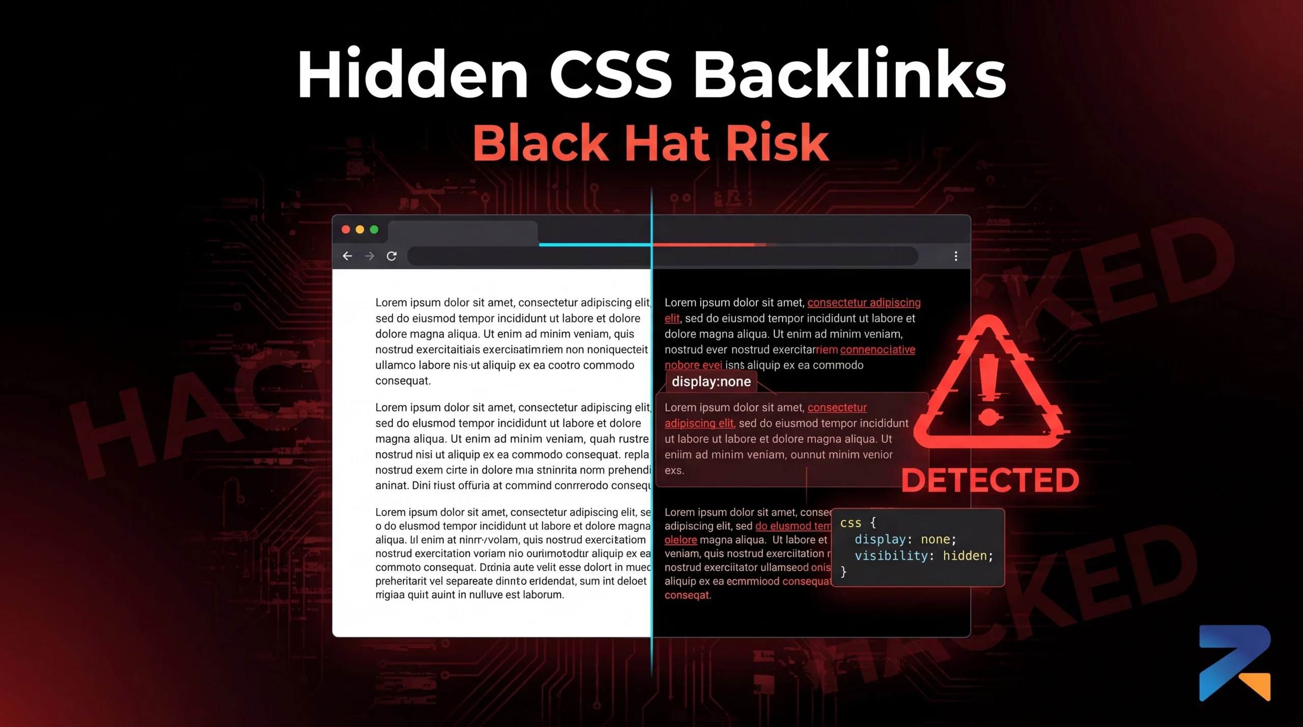 Hidden CSS backlinks display none — black hat iGaming SEO tactic using hacked domains explained