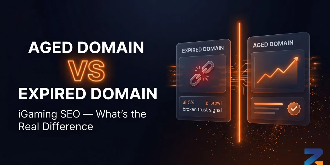 Aged domain vs expired domain comparison for iGaming SEO — trust signals, ownership history, and backlink integrity explained