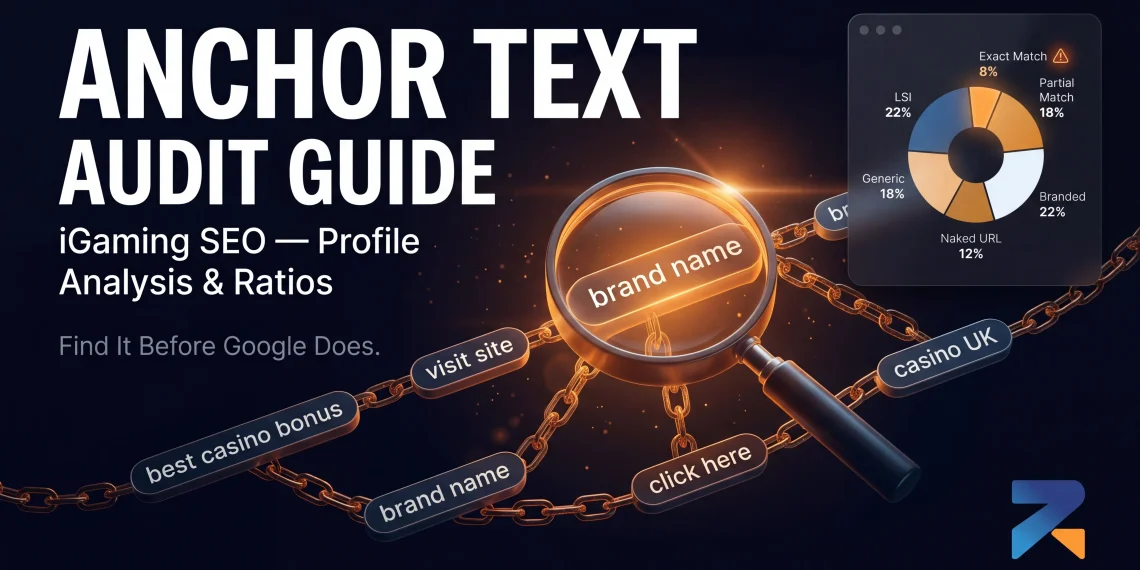 Step-by-step anchor text audit guide for iGaming SEO — profile analysis, ratios, and red flags