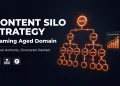 iGaming content silo strategy built on aged domain — site architecture diagram showing topical authority structure