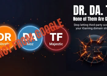 DR vs DA vs TF comparison for iGaming aged domain evaluation — third-party metrics vs real Google signals
