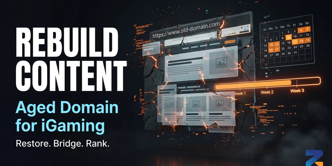 Step-by-step content rebuild strategy on aged domain for iGaming SEO before going live