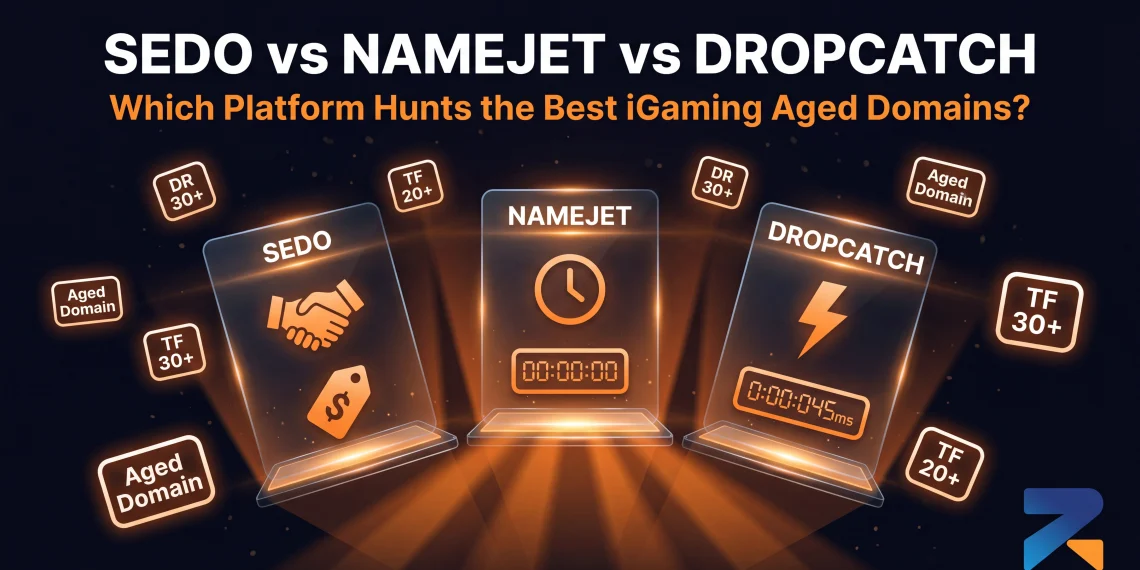 Sedo vs NameJet vs Dropcatch comparison for iGaming aged domain acquisition
