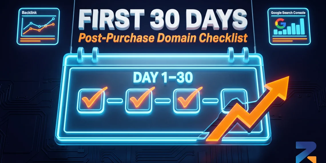 First 30 days checklist after buying an aged or expired domain — post-purchase guide