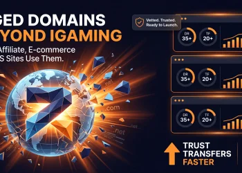 Aged domain SEO dashboard showing growth metrics for affiliate, e-commerce, and SaaS sites beyond iGaming
