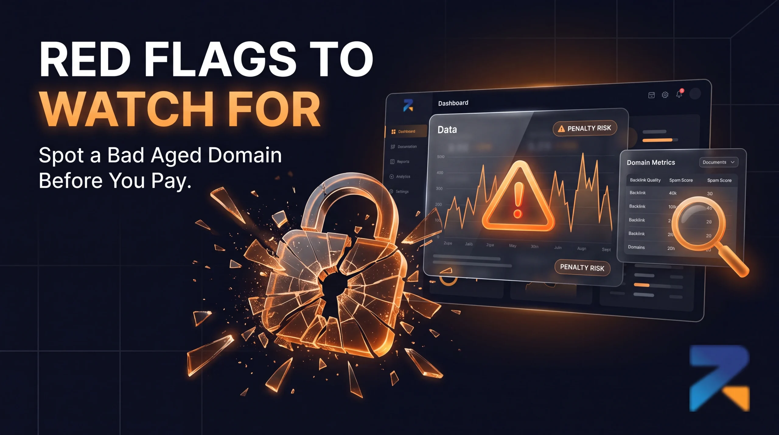Red flags to watch for when buying aged or expired domains - warning signs checklist banner