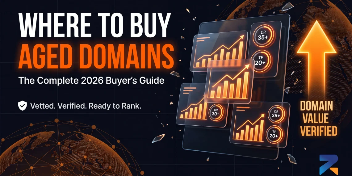 Where to buy aged and expired domains in 2026 - complete buyer's guide banner by RexusDomain